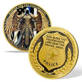 AtSKnSK Saint Michael Police Prayer Coin Patron Saint of Police Officers Police Law Enforcement Challenge Coin (Police Angel Peace, 1)