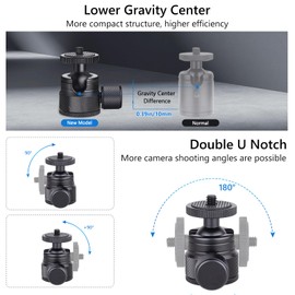 ARTCISE 2pcs Mini Ball Head, CB20 20 mm Metal Mini Tripod Head and 3/8 Inch Thread Hole with 1/10.2 cm-20 Male to 1/10.2 cm-20 Male Thread Screw Adapter for All Camera/Tripod/Monitor/Light