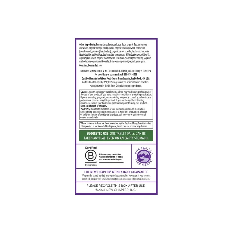 Multivitaminico Diario Para Mujer New Chapter 72 Tabletas Sabor Sin