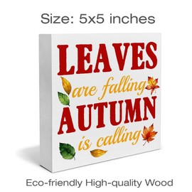 Fall Decor Fall Maple Leaf Wooden Sign Plaque Autumn Signs Farmhouse Rustic Decorations for Home 5 x 5 Inches