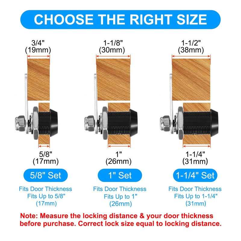 PATIKIL 5/8 Inch Black Cabinet Locks with Black Keys, 3