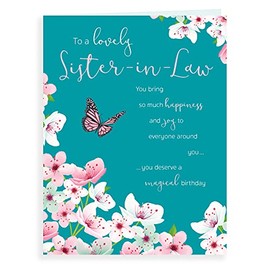 Piccadilly Greetings Luxury Beautiful Contemporary Birthday Card Lovely Sister in Law - 8 x 6 inches - Koko Designs K70011