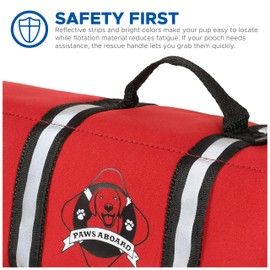 Paws Aboard Dog Life Jacket, Neoprene Dog Life Vest for Swimming and Boating - Red