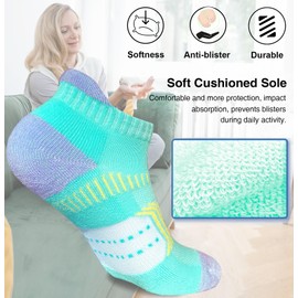 suaskk Womens Athletic Cushioned Anti-Blister Comfort Running Ankle Socks 5 Pairs