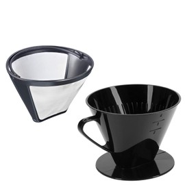 Westmark 244322E7 Coffee Set, 2-Piece Permanent Filter and Coffee Filter Size 4, Stainless Steel/Plastic, Coffee, Four, Silver/Black