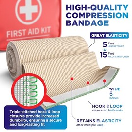 Mighty-X- Vendaje elástico premium - 15 cm (paquete de 2) - Compresión fuerte - Vendajes reutilizables autocerrables para piernas, rodillas, abdomen y