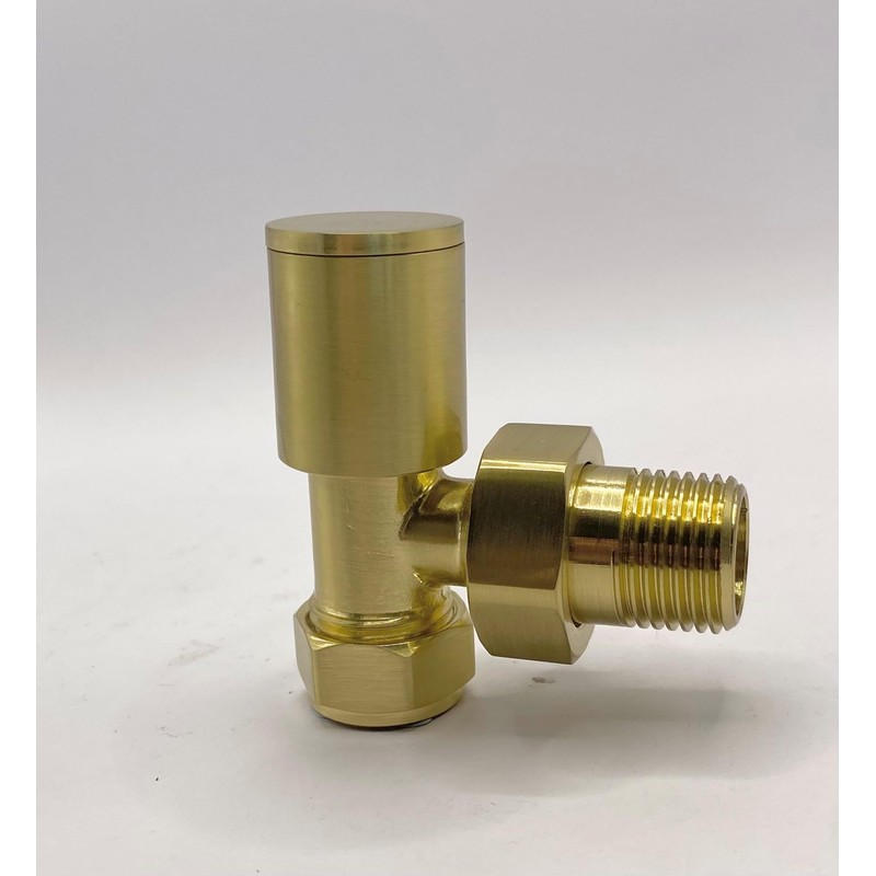 Greened House Alton Brushed Brass/Gold Angled Towel Rail Valves 1/2"