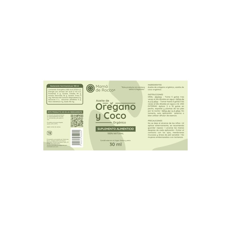 Aceite de Orégano Orgánico con Aceite de Coco en gotas