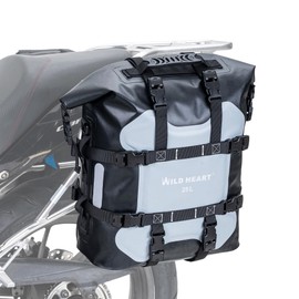 WILD HEART Motorcycle side bag stainless steel suspension waterproof bag Saddlebags 20L/25L waterproof Pianner Bag wear-resistant general-purpose Bike accessories (Grey, 25L, One Pack)