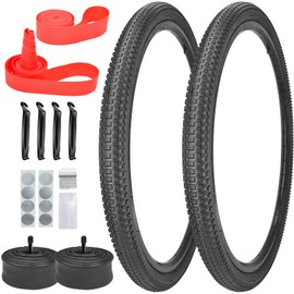 2 Pack 27.5" Bike Tire Folding Replacement Bicycle Tire Kit 27.5x1.95 Bike Tire and Tube AV 32mm Schrader Valves with 4 Tire Levers for Mountain Hybrid Bike
