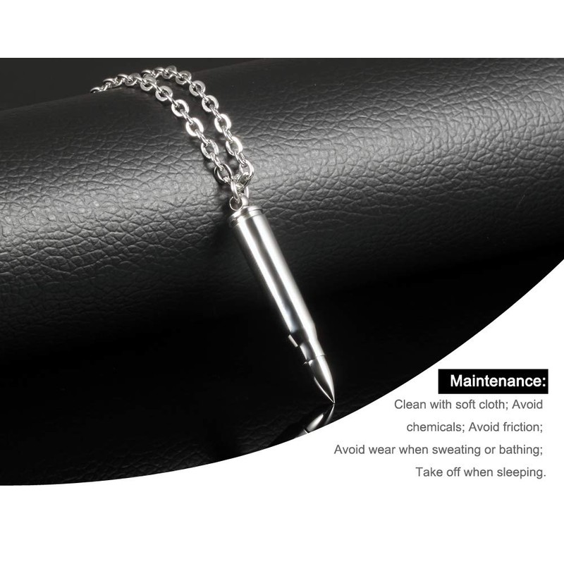 dsanbo Stainless Steel Silver Chain Pendant Bullet Bullet Bullet Men's