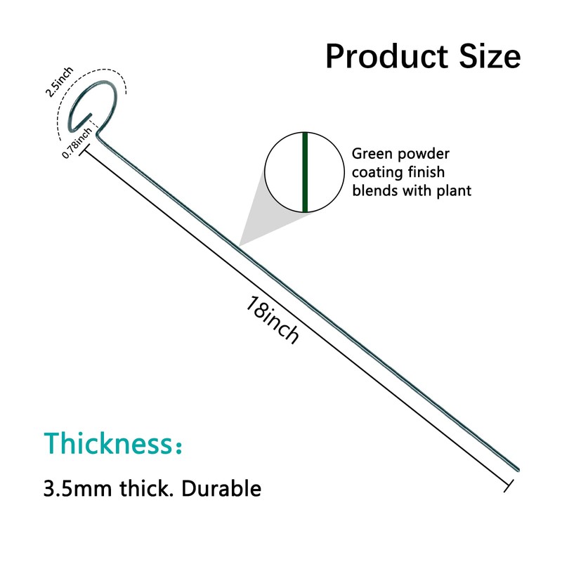 Thealyn 12 Pack 18 Inch Plant Support Stakes, Metal Single