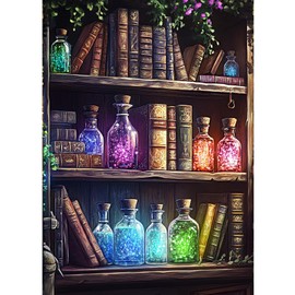 AIRDEA Diamond Art Paintings Kits for Adults,Books Diamond Dots for Adults Beginner,12x16 Inch DIY Gem Art Kits Adults,Magic Book and Bottle Diamond Crafts for Adults Home Wall Decor
