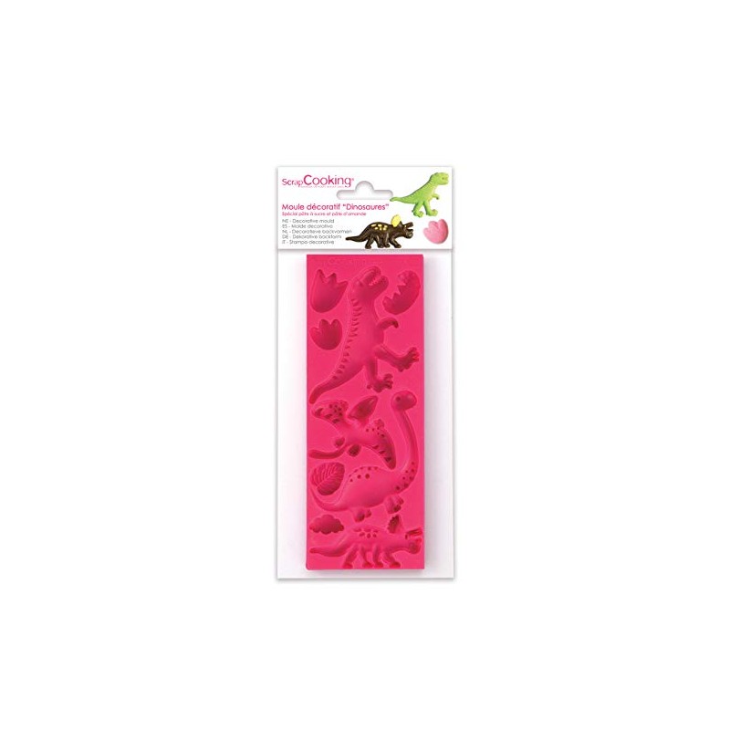 ScrapCooking 3449 Dinosaurier-Backform Silikon Rosa 21,7 x 9,5 x 0,8
