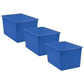 Teacher Created Resources TCR20430-3 Plastic Multi-Purpose Bin, 14-Inch x 9.25-Inch x 7.5-Inch, Blue, Pack of 3