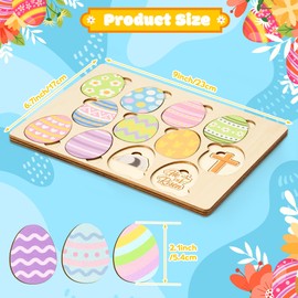 COcnny Easter Story Wooden Puzzle - 12pcs Wood Eggs 2D Jigsaw Puzzle Set, Religious Jesus Story Christian Gift for Sunday School Classroom Game Supplies Home Easter Basket Fillers