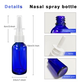 GIVAMEIHF Nasal Spray Bottle Spray Glass Bottles 4Pcs 1oz (30ml) with Press Spray Head Refillable Portable Fine Mist, funnel, dropper,label, empty nose spray glass bottle blue nasal spray bottle