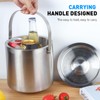 Ice Bucket 3L with Lid,Scoop,Tongs, Double Wall Insulated Stainless Steel