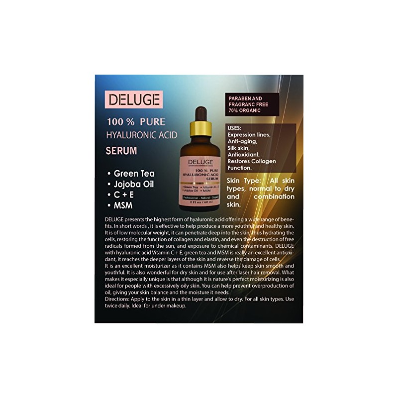 Sérum de ácido hialurónico 100% puro con vitamina C +
