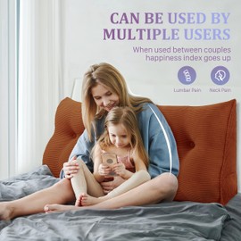 Rucener Wedge Pillow Headboard Body Positioner Triangular Reading Pillows Large Bolster Backrest Removable Support with Side Pocket for Sofa and Bed Coffee Queen