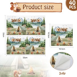 Camping Napkins Pack of 40 Camping Adventure Party Supplies Decoration for Campout Campfire Forest Hiking Camper Birthday Disposable Tableware