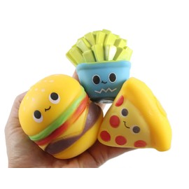 3 Random Fast Food Squishy Squeeze Stress Ball Soft Doh Filling - Like Shaving Cream - Sensory, Fidget Toy Junk Food (Set of 3 Random Foods)