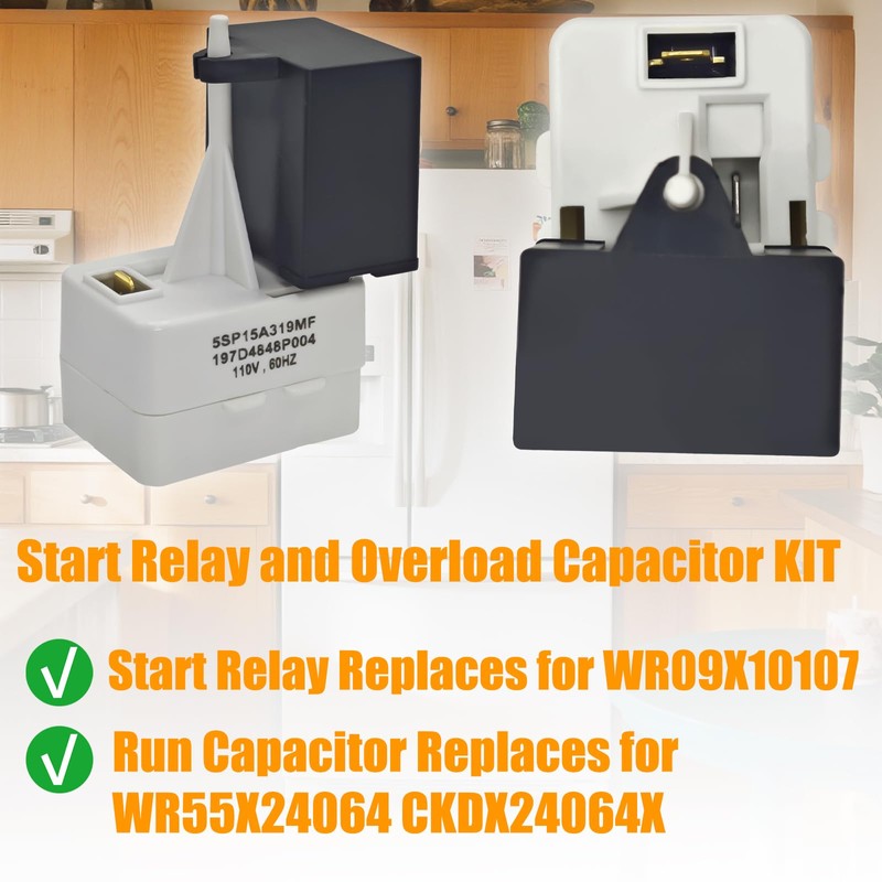 Start Relay and Overload Capacitor Kit - Replacement for WR09X10107