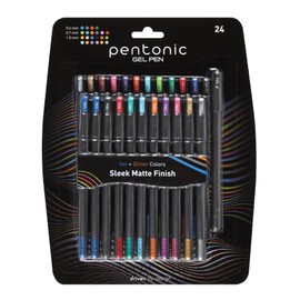 Pentonic Gel Pens, 24 Count, Mixed Pack (12 Assorted Color Pens, 12 Glitter Pens), Medium & Fine Point, Smooth Writing For Journaling (1002355)
