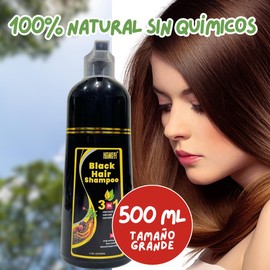 Champú Black Instant Hair Color para cabello gris, cobertura 100% gris, champú 3 en 1 para teñir el cabello negro, colorante a base de hierbas en minutos para mujeres y hombres, suave, no irrita el cuero cabelludo (Negro)