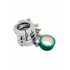 Juego de abrazaderas de tuerca de mariposa KF40 NW40 de aluminio, anillos de centrado de acero inoxidable, junta tórica FKM viton (4 juegos de aluminio KF40)
