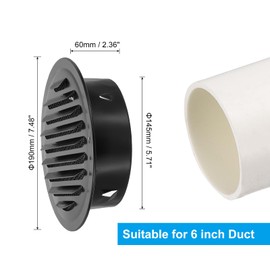 PATIKIL 6" Round Air Vent Cover, Stainless Steel Louvered Wall Inlet Outlet Grill Screen Mesh Ducting Soffit Vent with Screws for Ventilation, Black