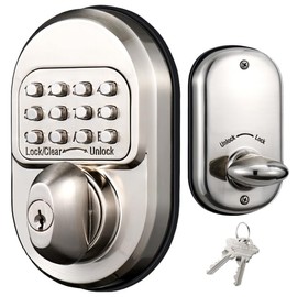 Keyless Entry Keypad Deadbolt Door Lock, Sabbath Lock Zinc Alloy Commercial Grade 1 Rekeyable 100% Mechanical Shabbos - No Risk of Low Power, Compatible W/ SC1 Keyways - Round Style