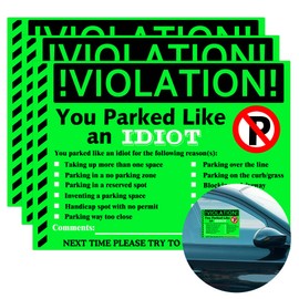 You Parked Like an Idiot Business Sticker 7.5x5.5 inch Multi Reasons Violation Bad Parking Notes Funny Labels for Hilarious Prank,Gag Gift,Stocking Stuffer 50 pcs (Green)