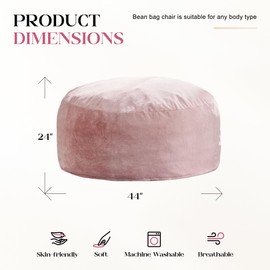 Hobestluk Bean Bag Chairs Giant Beanbag Chair with Filler, Memory Foam Bean Bags with Fluffy & Machine Washable Cover, Bean Bag Chairs for Aduts for Living Room, Bedroom (Pink, 4FT - 44” x 44” x 24”)