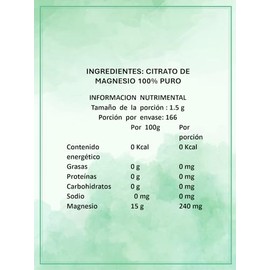 Citrato de Magnesio Natural de 250 G