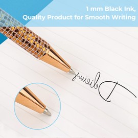 Molain 6 Pcs Bling Sparkly Metal Pens, Retractable Ballpoint Pens Cute Glitter 1.0mm Black Ink Fine Point Gift Writing Journaling Students Teachers Drawing Gift(Plaid Style)