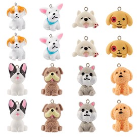 Sparkeads 16pcs Dog Charms Opaque Resin Charms for Keychains, Miniatures, Figures, Embellishments for DIY Necklaces, Earrings, Bracelets, Jewellery Making,, Resin, No Gemstone