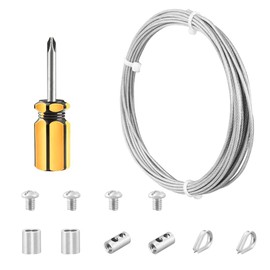 Abimars Wire Rope 2 mm, 6 m Wire Rope Coated, 304 Stainless Steel Rope with Aluminium Sleeves, Stainless Steel Rope Can Be Used for Hanging Pictures, Clothes Cord, Light Guide, Fishing