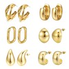 6 Pcs Gold Hoop Earrings Set Gold Plated Earrings Women
