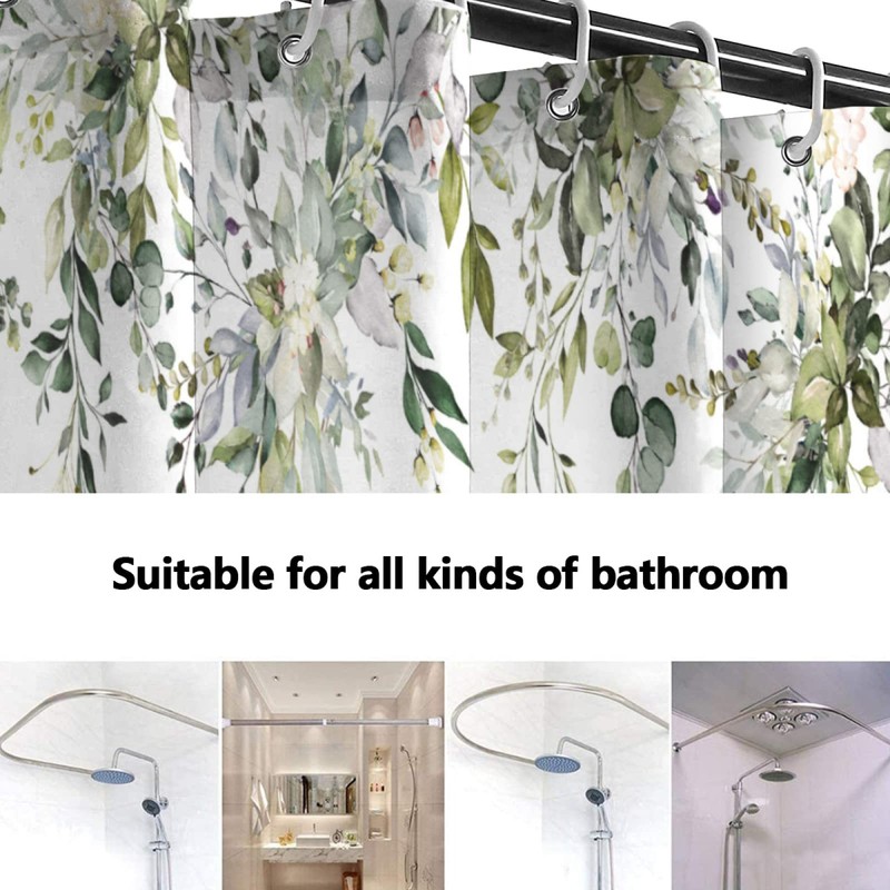 Extra Long Shower Curtains 72 x 78 Inch, Green Fabric