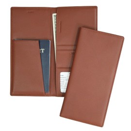 Royce Leather RFID Blocking Passport Ticket Organizer in Leather, Tan, One Size