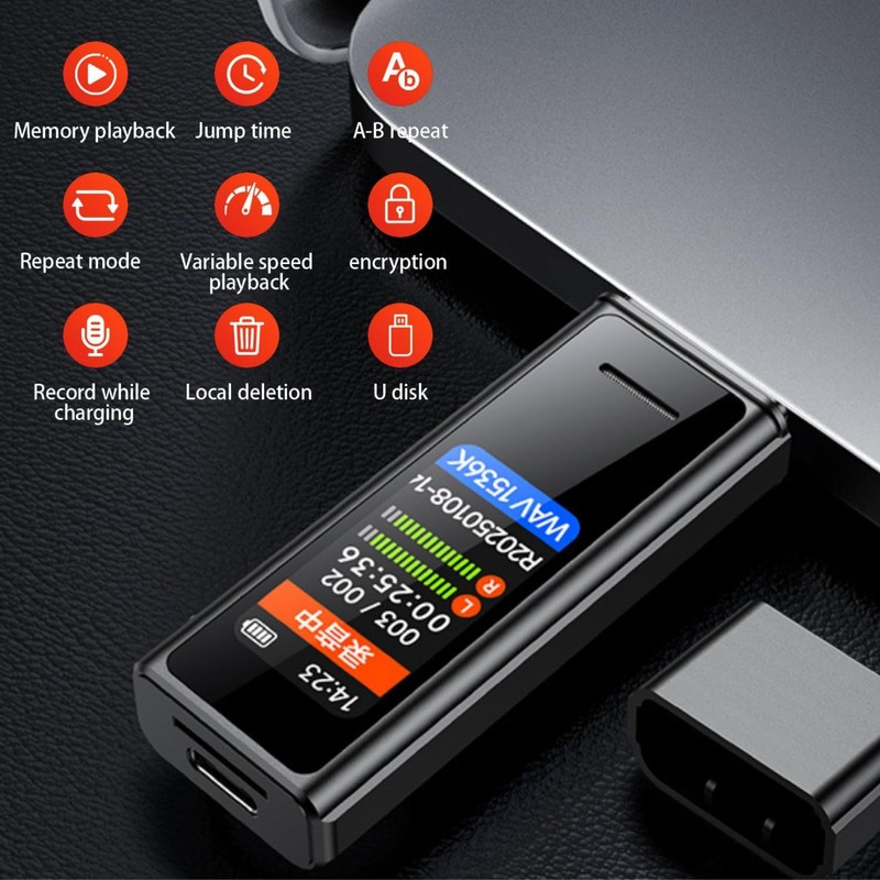 Digital Voice Recorder 64GB USB Voice Control Recorder Small Portable