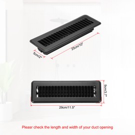PATIKIL 10 x 2 Inch Floor Register, 1pcs Heavy Duty Air Vent Cover Steel Adjustable Decor Vents Easy Adjust Floor Grates for Sidewall Home Office, Black