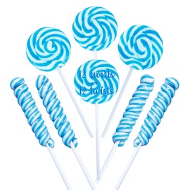 Blue Candy - 18g Swirl and 12g Twisty Lollipops - 24 Suckers Individually Wrapped Bulk - Great for Candy Buffet - Baby Boy Candy - Birthday Favor Candy