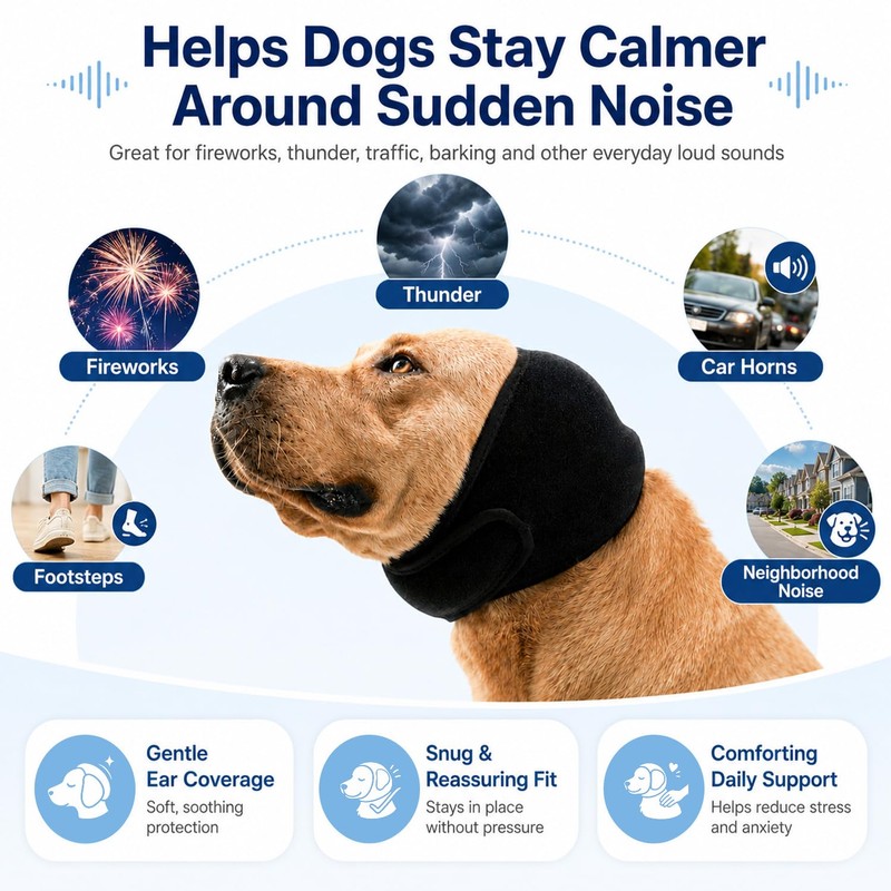 yrenoer Dog Calming Hood for Noise Reduction, Long Ear Dog