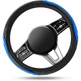 Road Comforts Car Steering Wheel Cover - Microfiber Leather Steering Wheel Wrap Sports 14.5-15 Inch Steering Wheel Cover Non-Slip for Men Women Blue Color