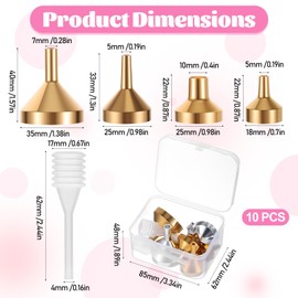 8 Pcs Small Metal Funnels 4 Sizes Gold Silver Mini Funnel with 2 Mini Pipette for Filling Perfume, Essential Oil Bottles