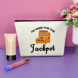 Sazuwu Gambler Gift Casino Lover Gift Makeup Bag Casino Party Supplies Gift Slot Machine Lover Gift Cosmetic Bag Lucky Gift for Her Retirement Christmas Birthday Gift Cosmetic Travel Pouch