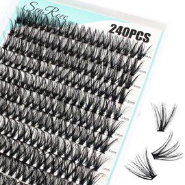 Individual Lashes 14-18mm 240pcs Cluster Lashes D Curl Natural Look Mixed Tray DIY Eyelash Extension Volume Lash Clusters Eyelashes Long 0.07 Individual Lash Extensions (40D-0.07D-14-18mm)