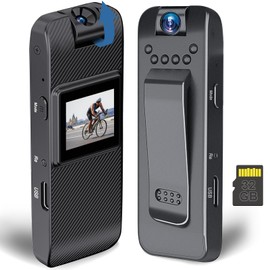 Body Cam, Mini Camera Body Video Recording with Screen, HD 1080P Small Cameras with 180° Rotating Lens Night Vision Motion Detection, Portable Cameras with 32GB SD Card for Vlogging, Law Enforcement